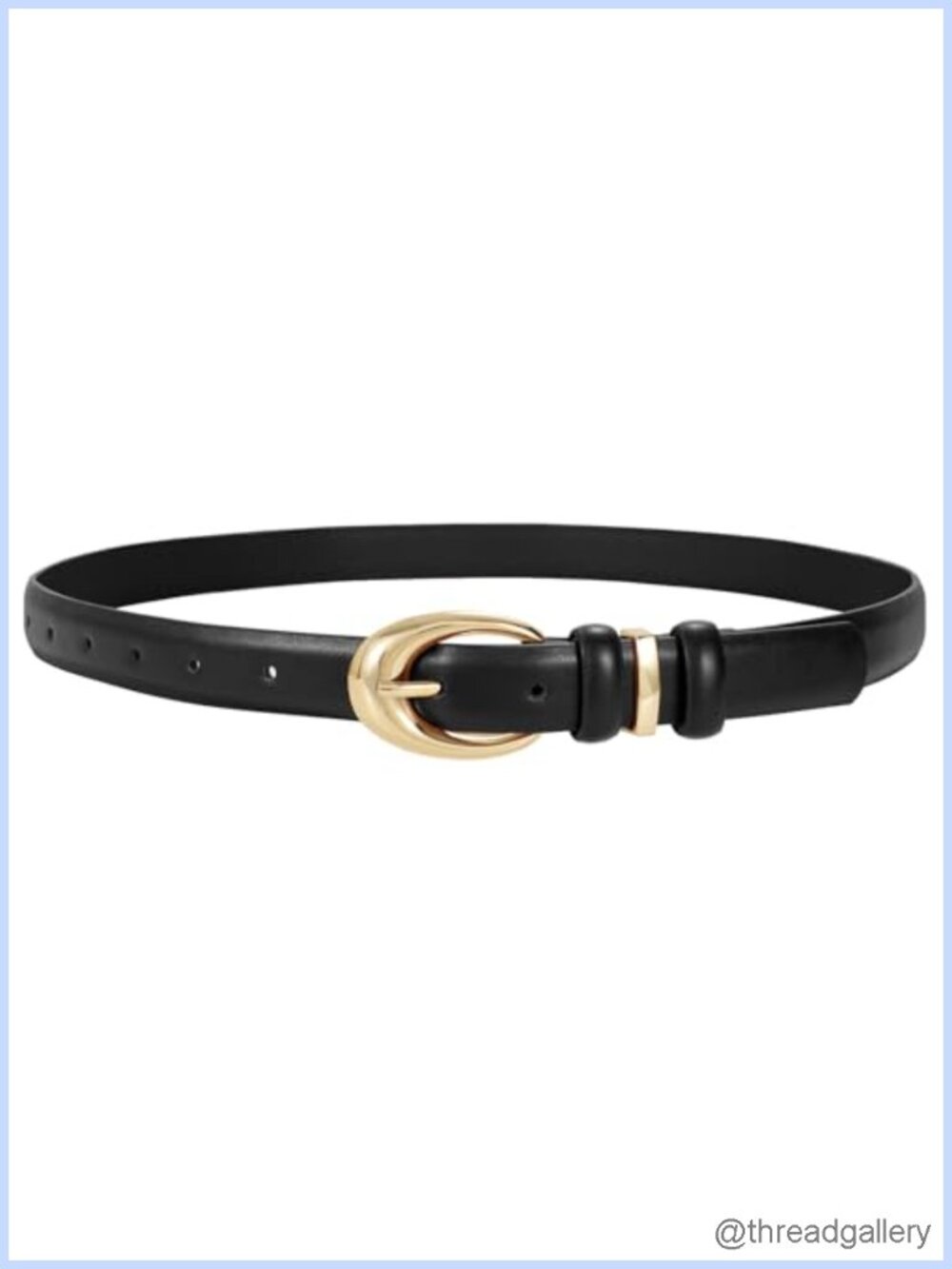 Women Faux Leather Belt Gold Buckle Skinny Dress Jeans Pants